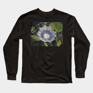 purple passion flower painting Long Sleeve T-Shirt